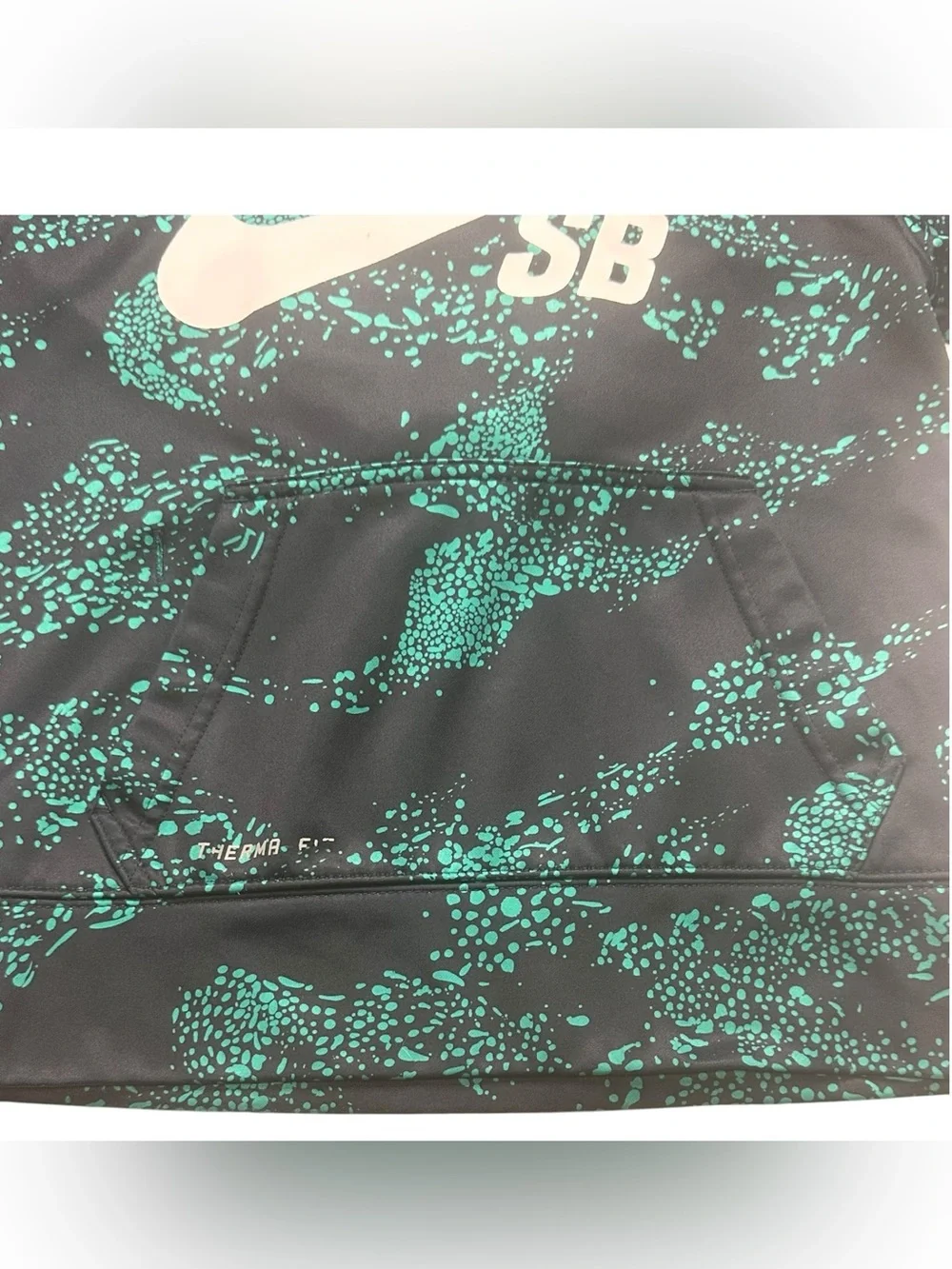 Title: Nike SB Therma-FIT Youth Hoodie Size S 8-10 Black Teal Skate Pullover Swe